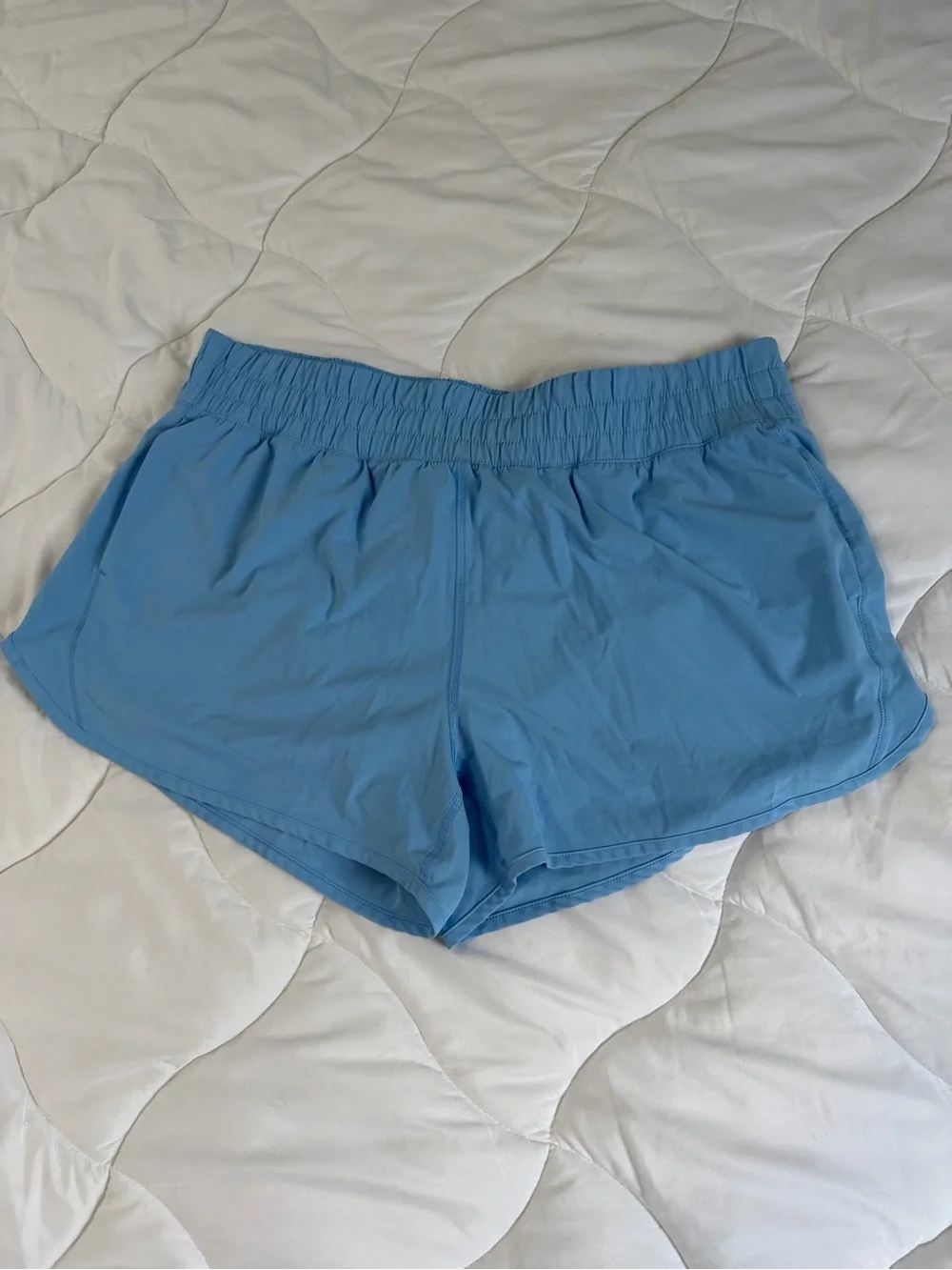 Women's Light Blue Athletic Running Shorts with Elastic Waist